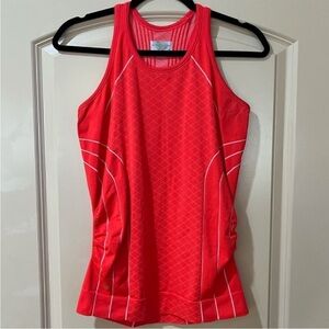 ATHLETA Finish Fast Line Tank Top Orange/Red White Women’s Size Medium